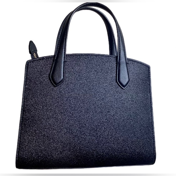 Kate Spade Tinsel Glitter Fabric Black Satchel Crossbody Purse & Wallet *As Is - Picture 4 of 16